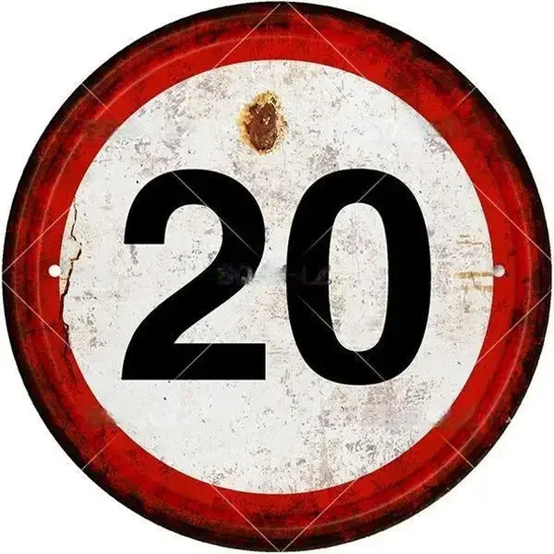 STOP Warning round Garage Vintage Metal Sign Plate Plaque Tin Sign Wall Decor for Home Bar Pub Store Sign Man Cave Yad Outdoor