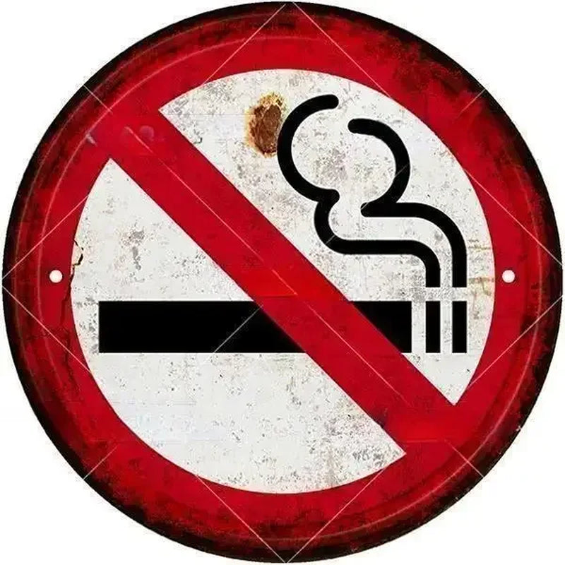 STOP Warning round Garage Vintage Metal Sign Plate Plaque Tin Sign Wall Decor for Home Bar Pub Store Sign Man Cave Yad Outdoor