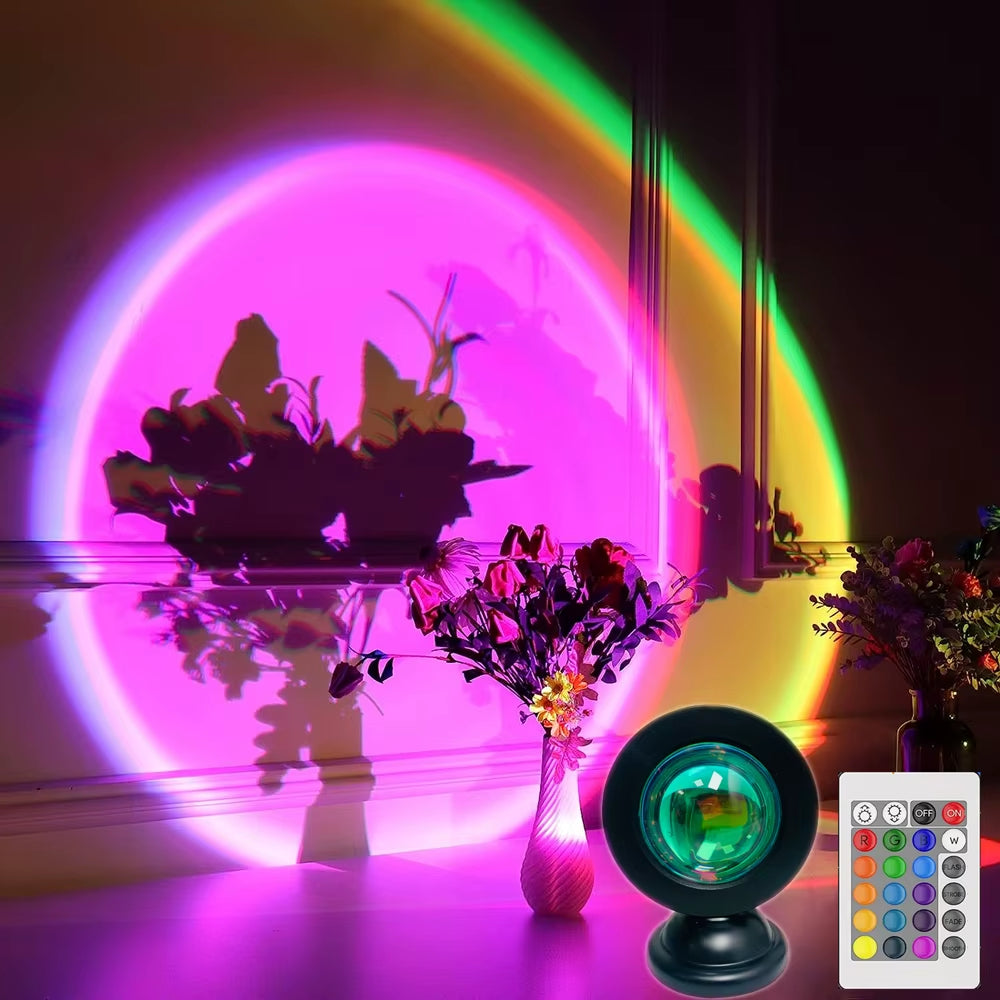 Sunset Lamp Projection Led Lights with Remote, 16 Colors Night Light Rainbow 4 Modes Setting for Photography/Selfie/Party/Home