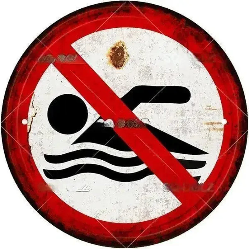 STOP Warning round Garage Vintage Metal Sign Plate Plaque Tin Sign Wall Decor for Home Bar Pub Store Sign Man Cave Yad Outdoor