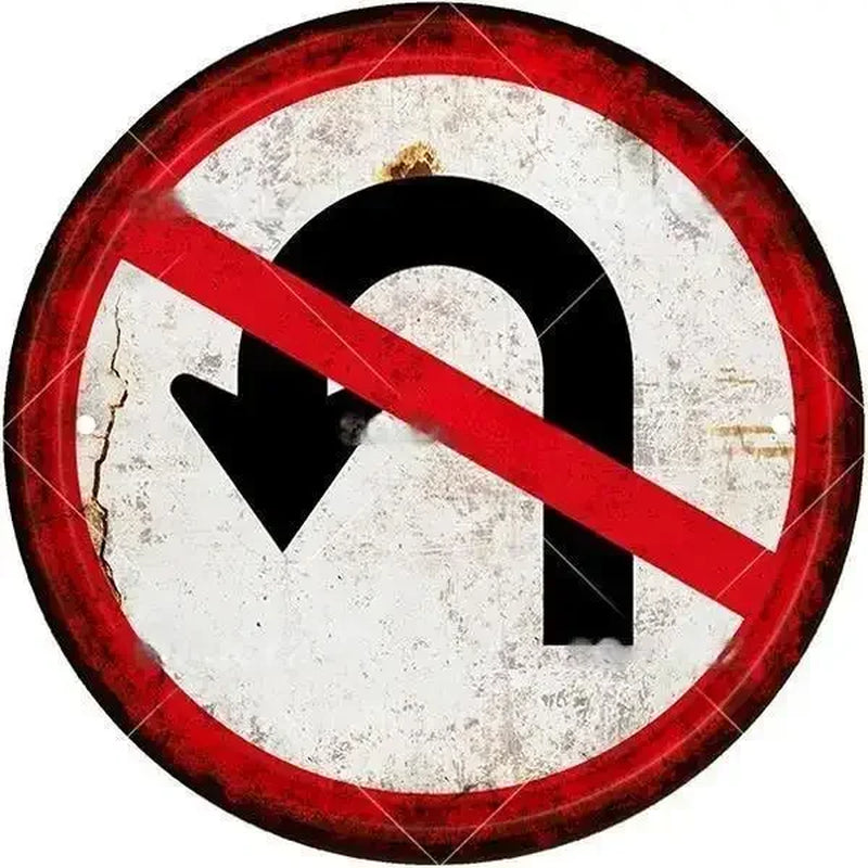 STOP Warning round Garage Vintage Metal Sign Plate Plaque Tin Sign Wall Decor for Home Bar Pub Store Sign Man Cave Yad Outdoor