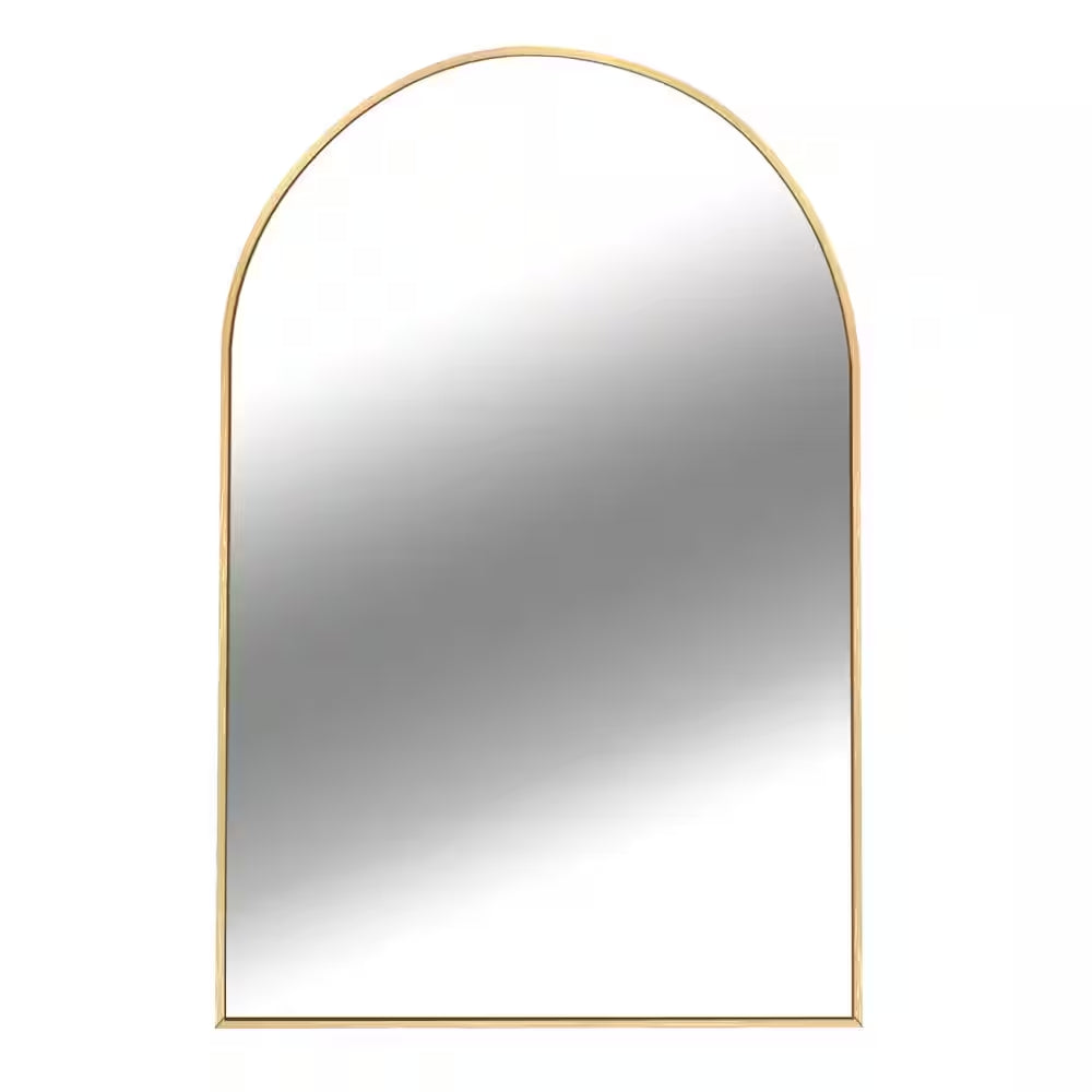 24 In. W X 36 In. H Gold Vanity Arched Wall Mirror Aluminum Alloy Frame Bathroom Mirror