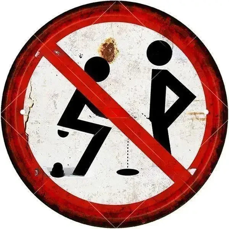 STOP Warning round Garage Vintage Metal Sign Plate Plaque Tin Sign Wall Decor for Home Bar Pub Store Sign Man Cave Yad Outdoor