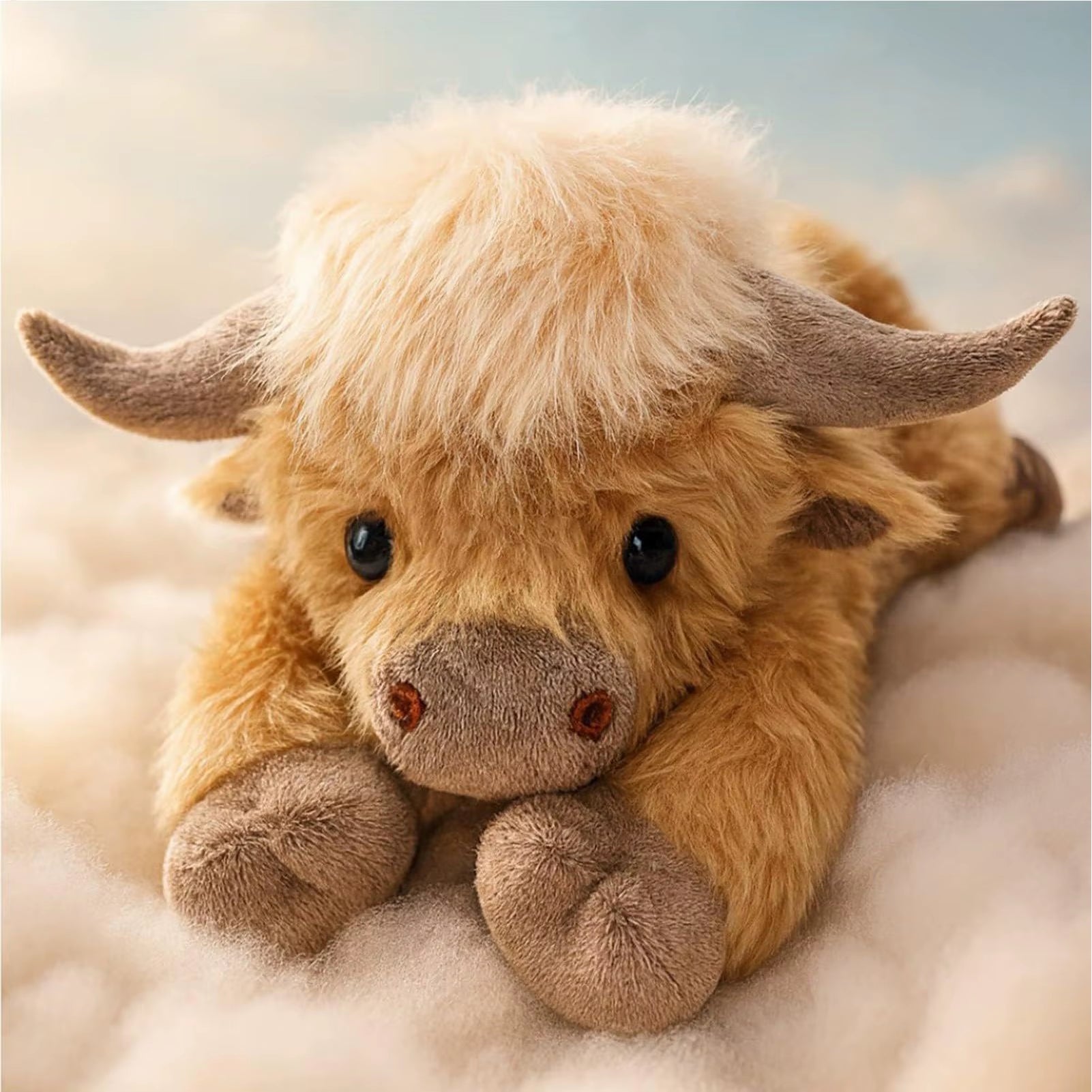 45CM Kawaii Weighted Highland Bull Pillow Plush Toy Soft Stuffed Cow Soft Dolls Animal Toys for Children Pillow Birthday Gifts